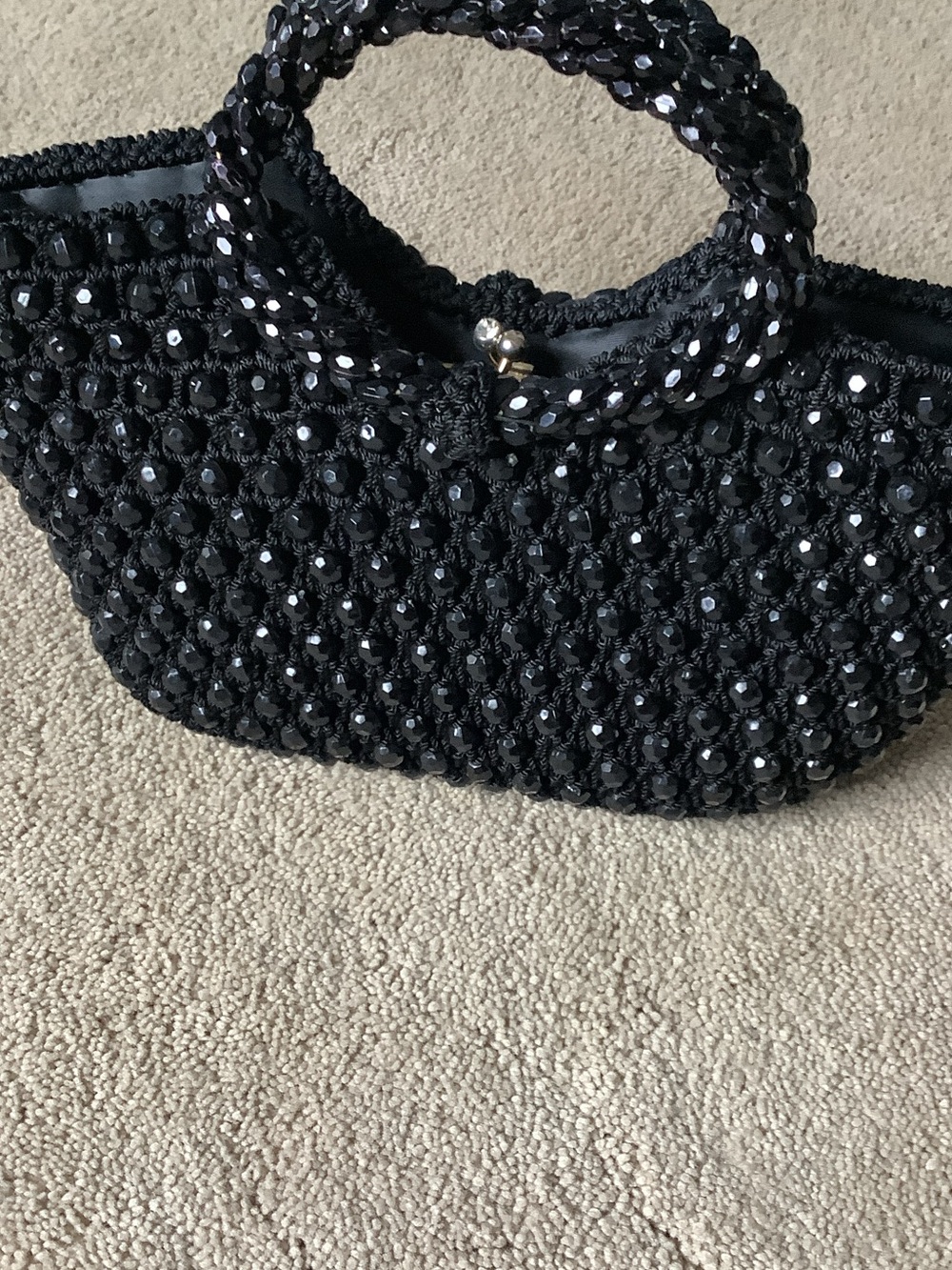 Black Beaded Mini Bag - Elegant Evening Handbag